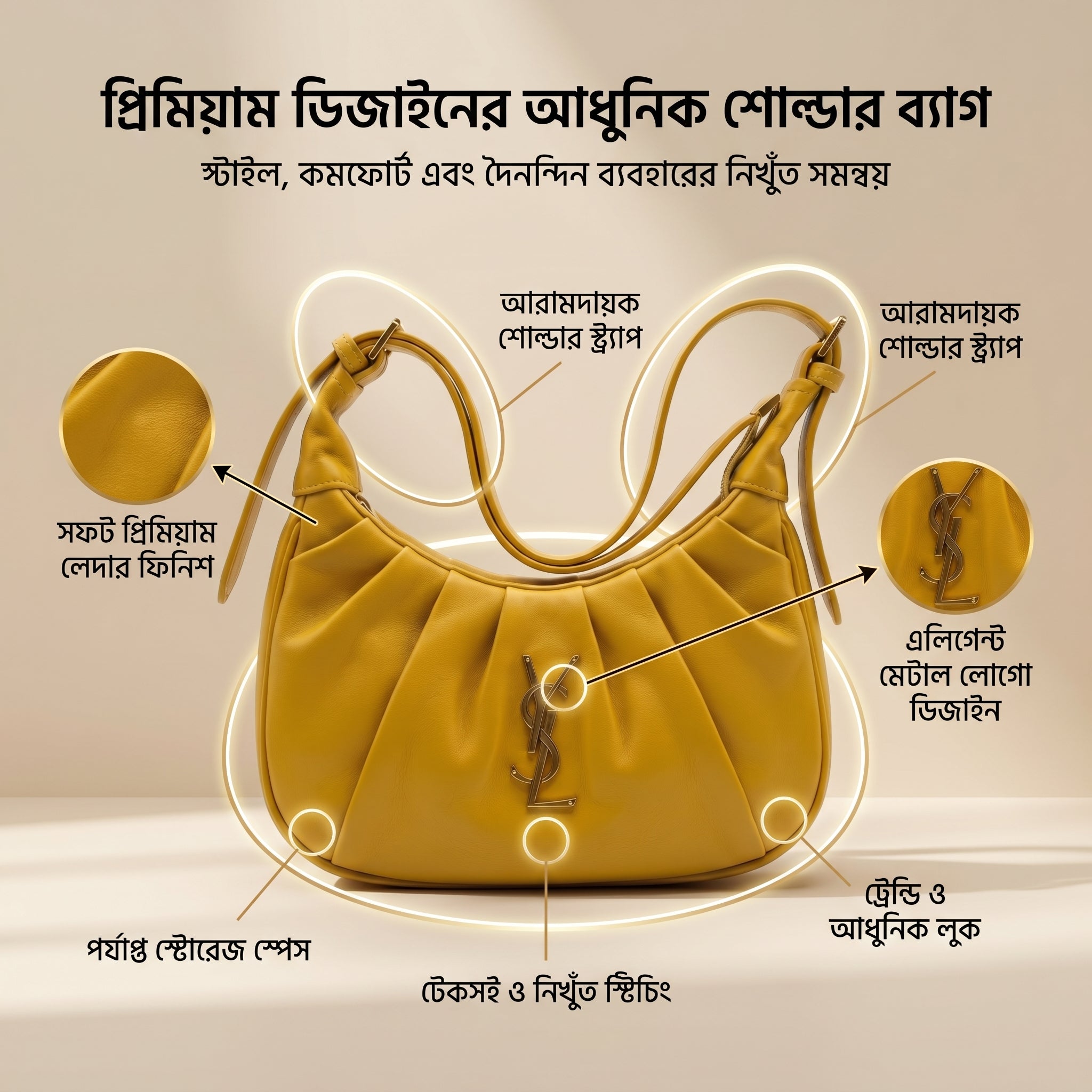 YSL Yellow Premium Shoulder Bag