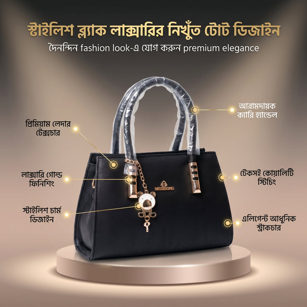 MISS-DONG Noir Elegance Tote Bag – Premium Black Luxury Handbag