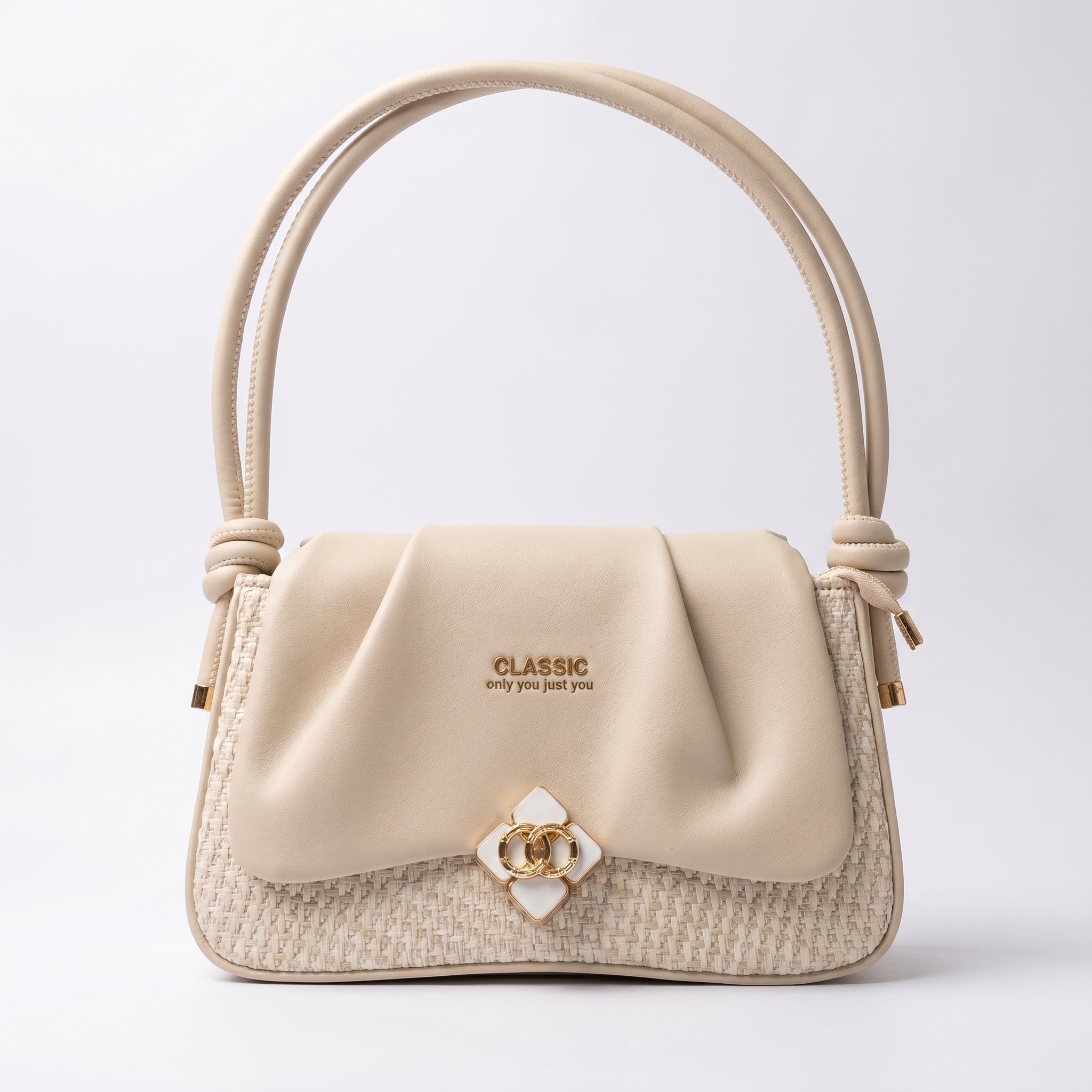 CLASSIC Ivory Grace Cream/Pink Luxury Shoulder Bag