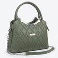 LEATHER Sage Green Quilted Elegance Handbag
