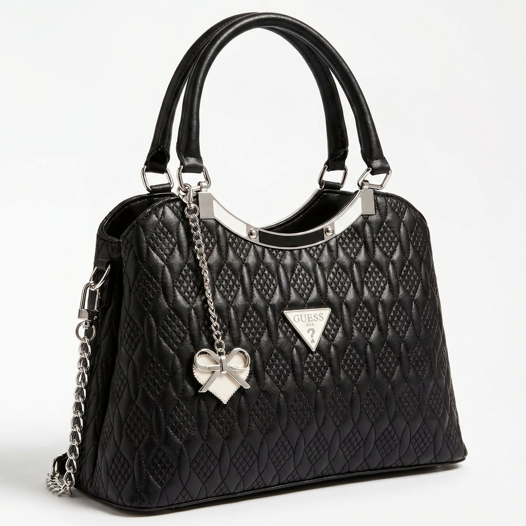 Black GUESS Noir Quilted Luxe Handbag for a trending Culter