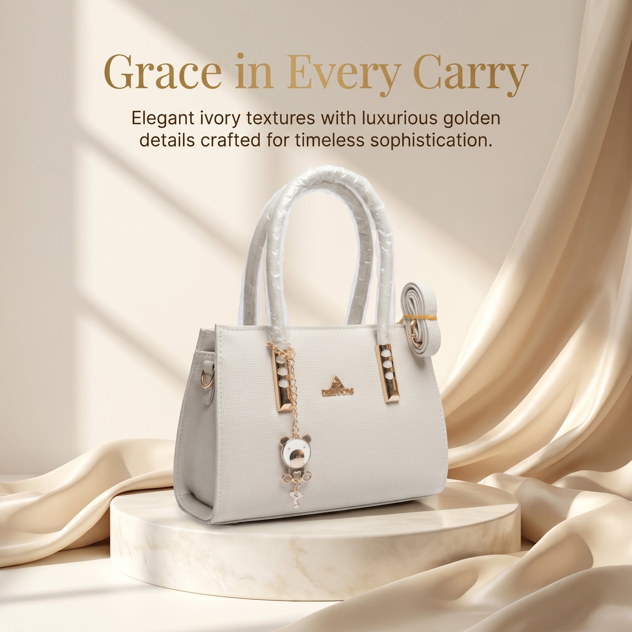 MISS DONG Ivory Luxe Charm Tote Bag