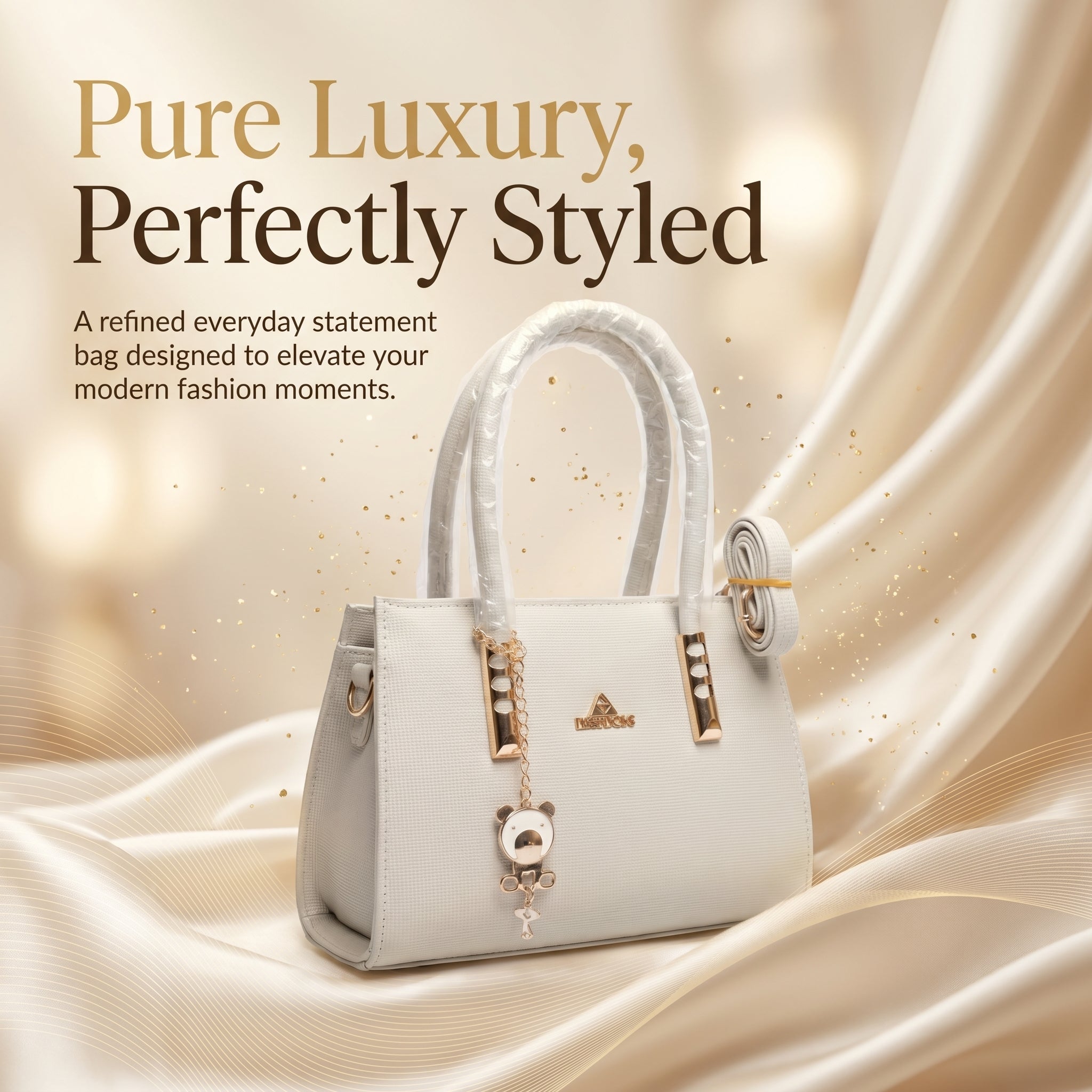 MISS DONG Ivory Luxe Charm Tote Bag