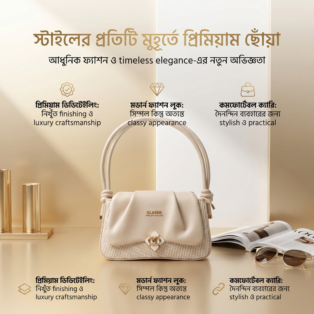 CLASSIC Ivory Grace Cream/Pink Luxury Shoulder Bag