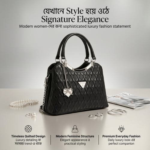 Black GUESS Noir Quilted Luxe Handbag for a trending Culter