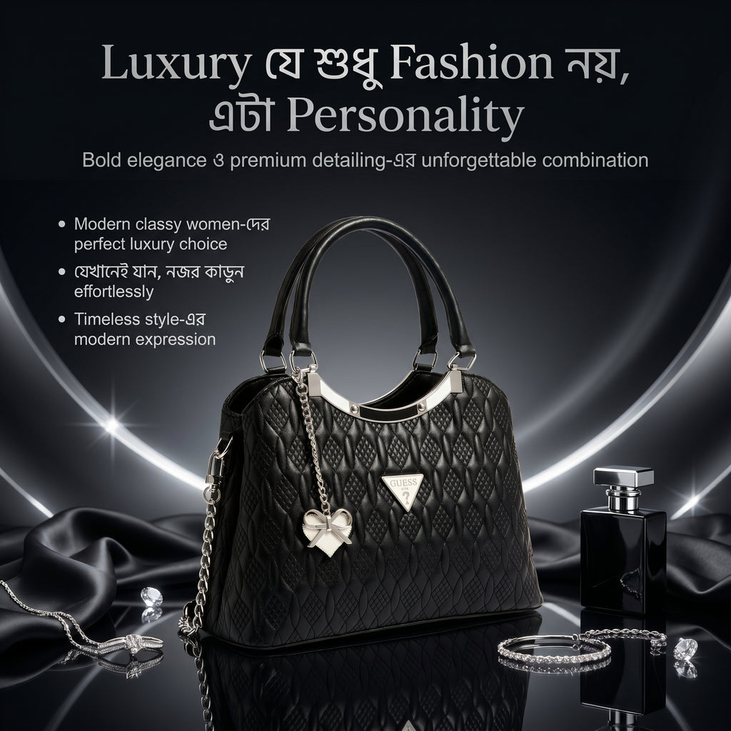 Black GUESS Noir Quilted Luxe Handbag for a trending Culter