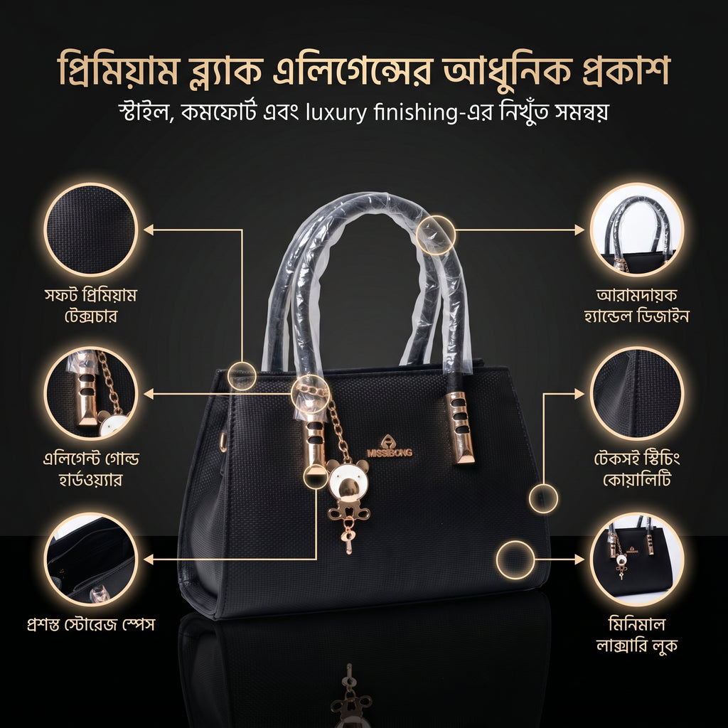 MISS-DONG Noir Elegance Tote Bag – Premium Black Luxury Handbag