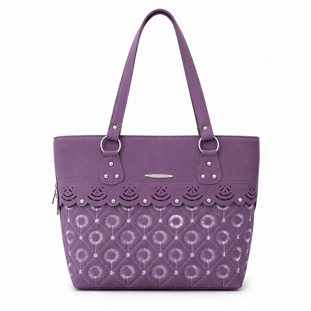 Premium Purple Embroidered Tote Bag for Women | Stylish Everyday Handbag